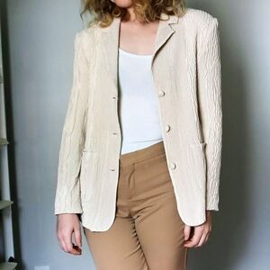 Minimalist Cottagecore Lightweight Cream Textured Off White Summer Blazer
